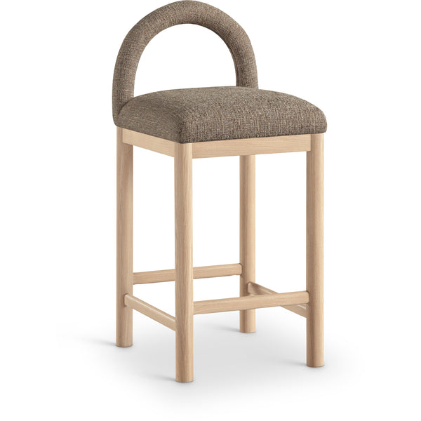Meridian Conrad Brown Linen Textured Fabric Counter Stool IMAGE 1