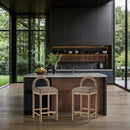 Meridian Conrad Brown Linen Textured Fabric Counter Stool IMAGE 2