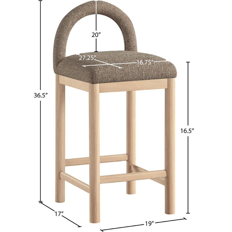Meridian Conrad Brown Linen Textured Fabric Counter Stool IMAGE 8