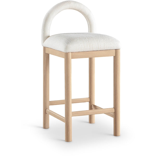 Meridian Conrad Cream Linen Textured Fabric Counter Stool IMAGE 1