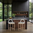 Meridian Conrad Cream Linen Textured Fabric Counter Stool IMAGE 2