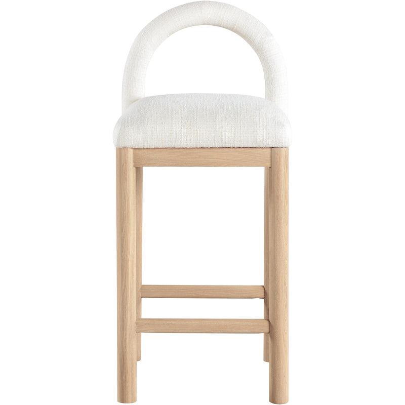 Meridian Conrad Cream Linen Textured Fabric Counter Stool IMAGE 3