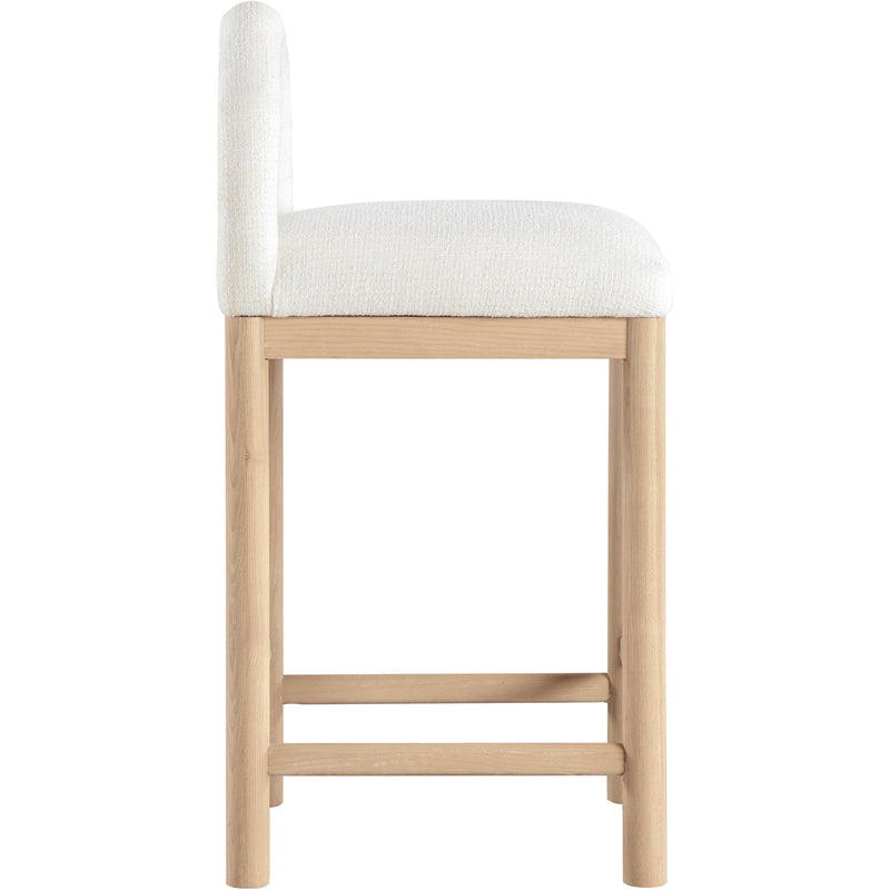 Meridian Conrad Cream Linen Textured Fabric Counter Stool IMAGE 4