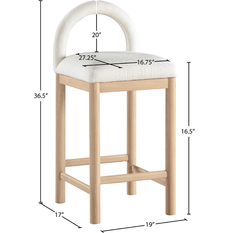Meridian Conrad Cream Linen Textured Fabric Counter Stool IMAGE 8