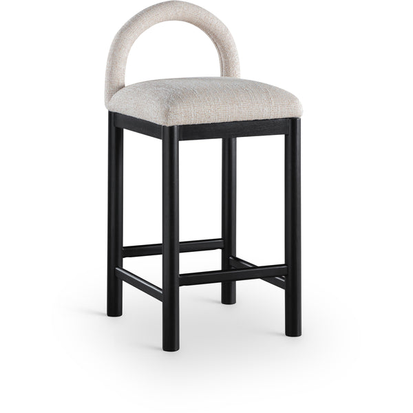 Meridian Conrad Beige Linen Textured Fabric Counter Stool IMAGE 1