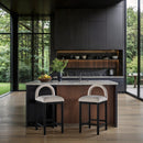 Meridian Conrad Beige Linen Textured Fabric Counter Stool IMAGE 2