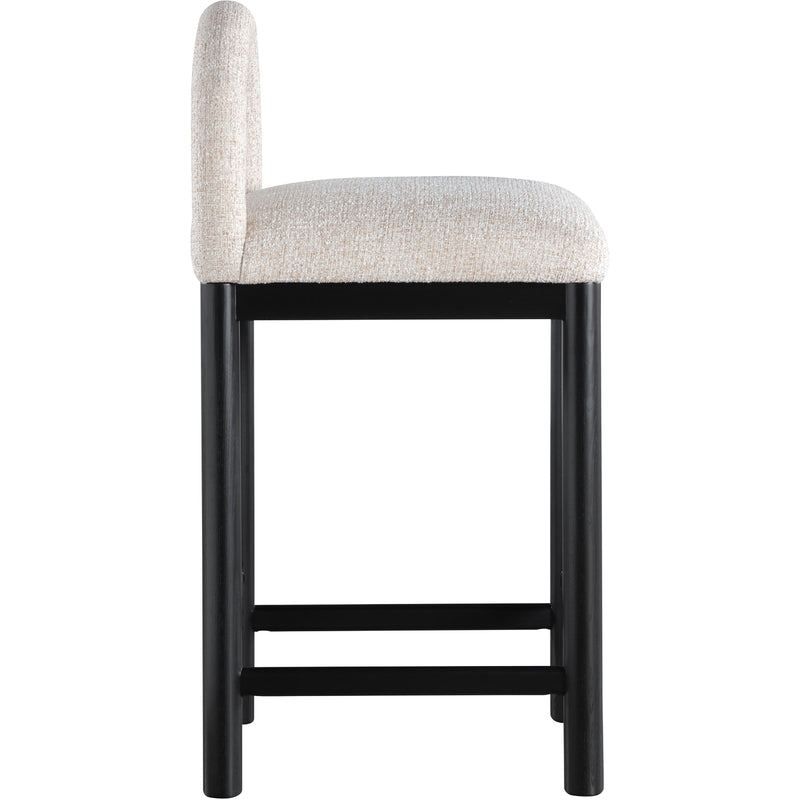 Meridian Conrad Beige Linen Textured Fabric Counter Stool IMAGE 4