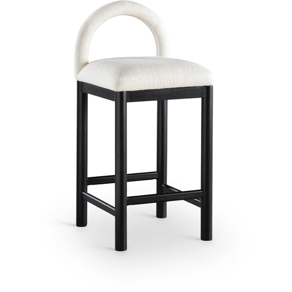 Meridian Conrad Cream Linen Textured Fabric Counter Stool IMAGE 1