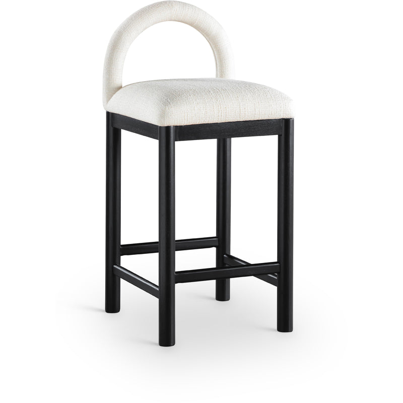 Meridian Conrad Cream Linen Textured Fabric Counter Stool IMAGE 1