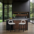 Meridian Conrad Cream Linen Textured Fabric Counter Stool IMAGE 2