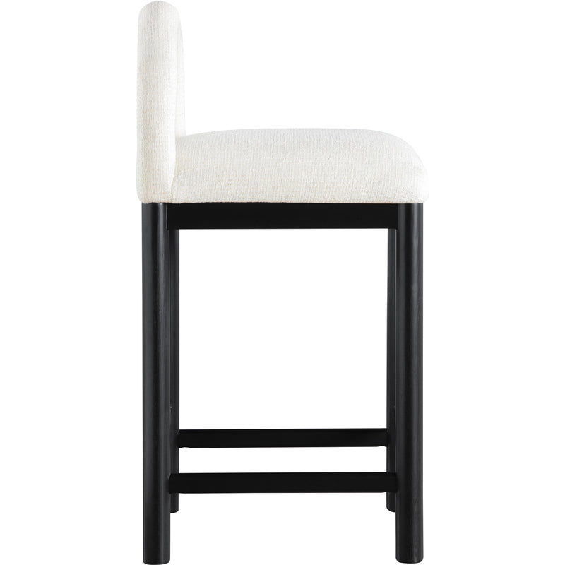 Meridian Conrad Cream Linen Textured Fabric Counter Stool IMAGE 4
