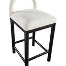 Meridian Conrad Cream Linen Textured Fabric Counter Stool IMAGE 7