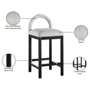  Meridian Conrad Grey Linen Textured Fabric Upholstered Counter Stool IMAGE 10