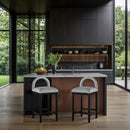 Meridian Conrad Grey Linen Textured Fabric Counter Stool IMAGE 2