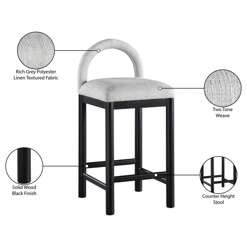Meridian Conrad Grey Linen Textured Fabric Counter Stool IMAGE 9
