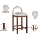  Meridian Conrad Beige Linen Textured Fabric Upholstered Counter Stool IMAGE 10