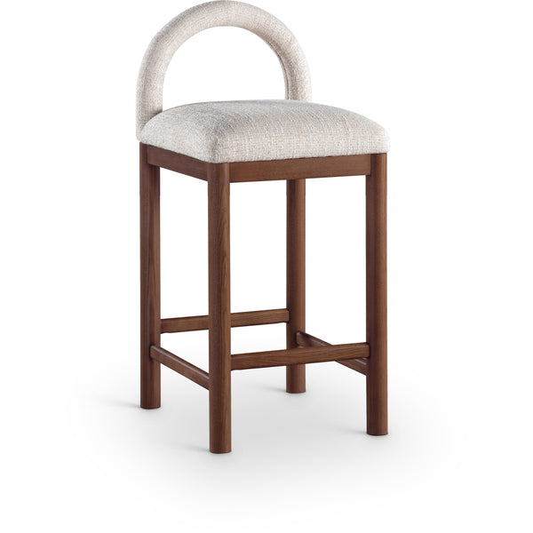 Meridian Conrad Beige Linen Textured Fabric Counter Stool IMAGE 1
