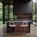 Meridian Conrad Beige Linen Textured Fabric Counter Stool IMAGE 2