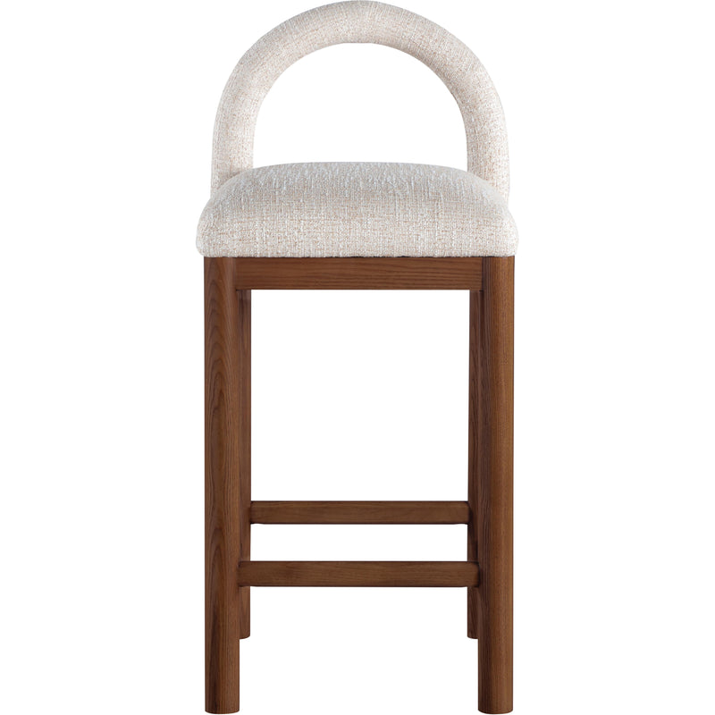 Meridian Conrad Beige Linen Textured Fabric Counter Stool IMAGE 3
