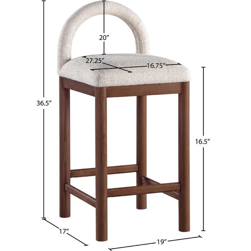 Meridian Conrad Beige Linen Textured Fabric Counter Stool IMAGE 8