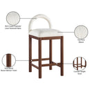  Meridian Conrad Cream Linen Textured Fabric Upholstered Counter Stool IMAGE 10