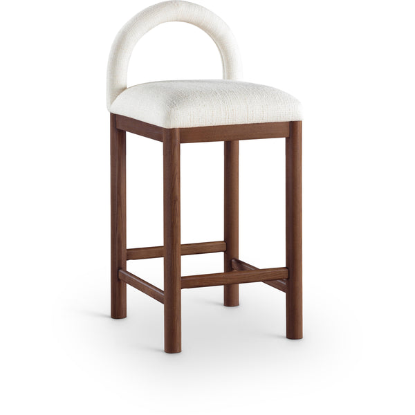 Meridian Conrad Cream Linen Textured Fabric Counter Stool IMAGE 1