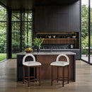 Meridian Conrad Cream Linen Textured Fabric Counter Stool IMAGE 2