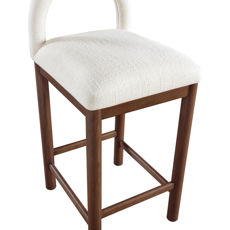 Meridian Conrad Cream Linen Textured Fabric Counter Stool IMAGE 7