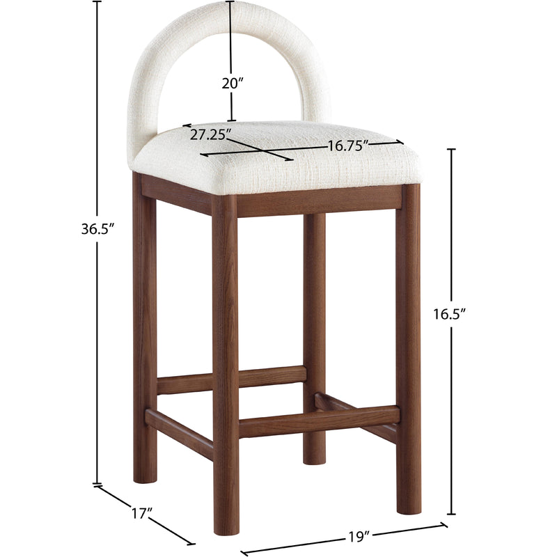 Meridian Conrad Cream Linen Textured Fabric Counter Stool IMAGE 8