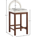 Meridian Conrad Cream Linen Textured Fabric Counter Stool IMAGE 9