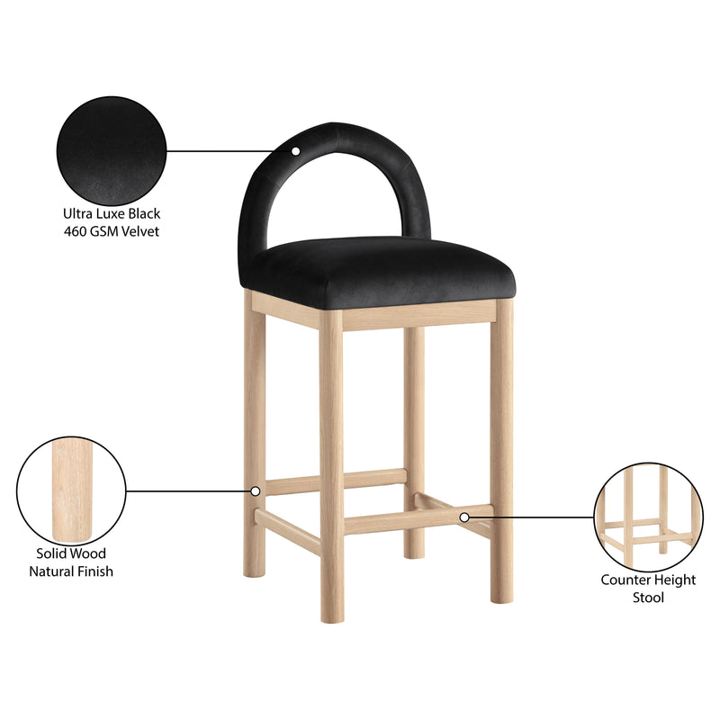 Meridian Conrad Black Velvet Counter Stool IMAGE 9