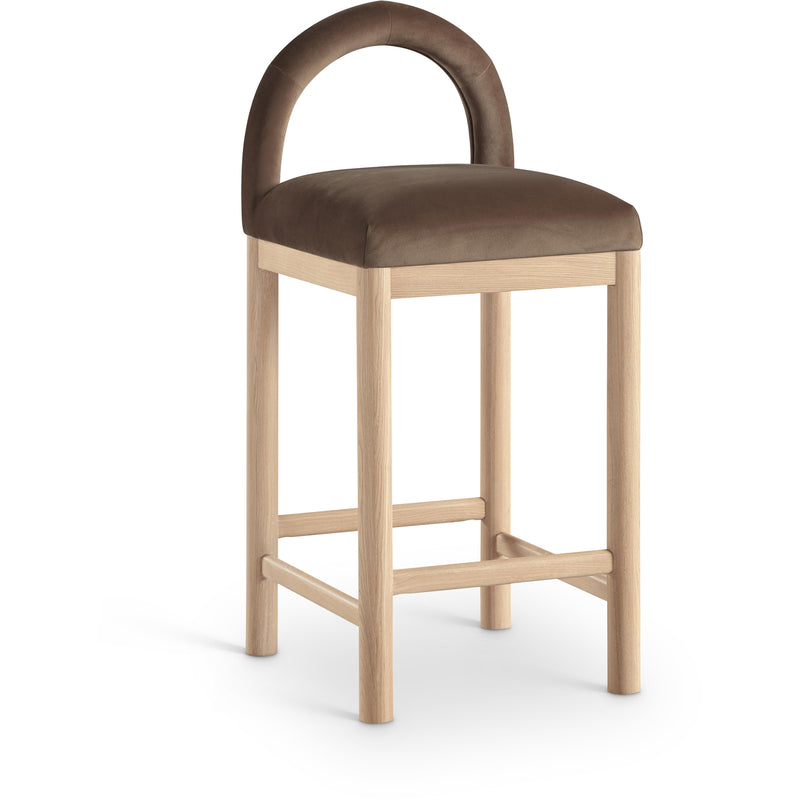 Meridian Conrad Brown Velvet Counter Stool IMAGE 1