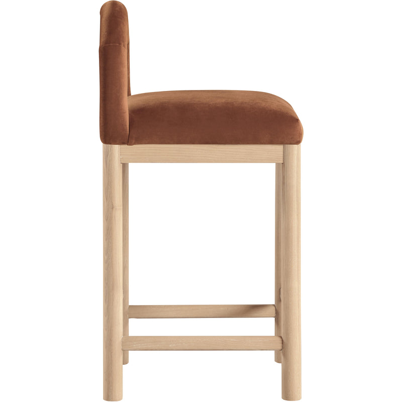Meridian Conrad Cognac Velvet Counter Stool IMAGE 4