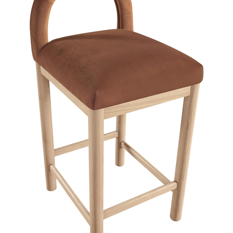 Meridian Conrad Cognac Velvet Counter Stool IMAGE 7