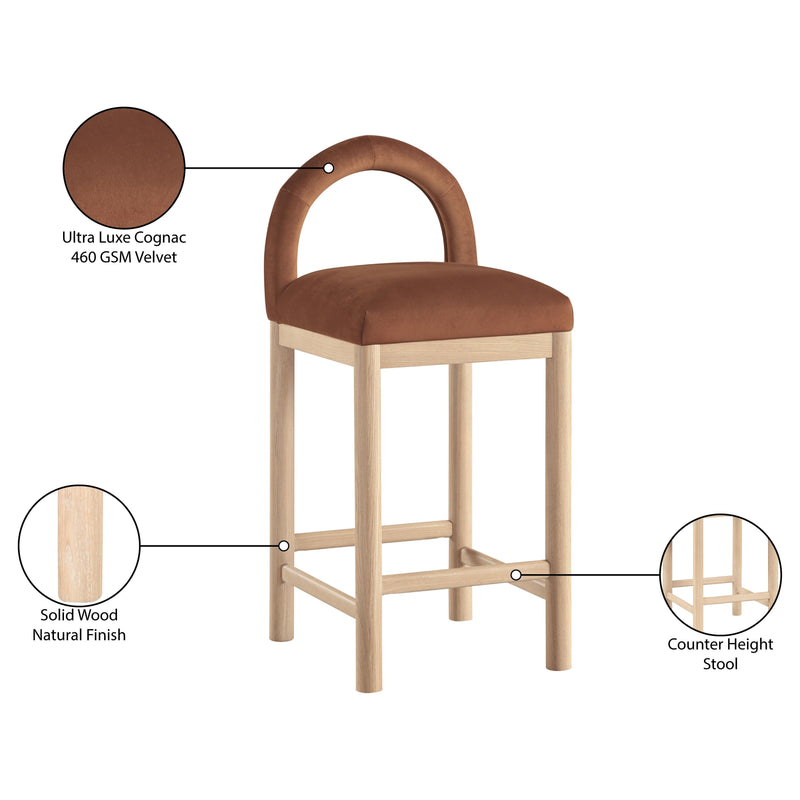 Meridian Conrad Cognac Velvet Counter Stool IMAGE 9