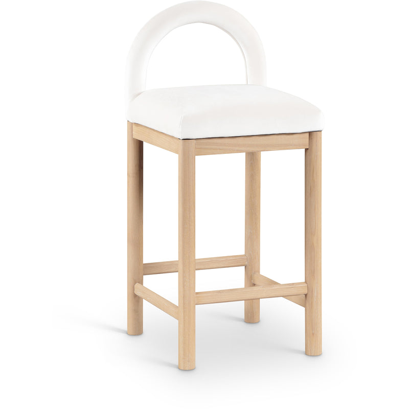 Meridian Conrad Cream Velvet Counter Stool IMAGE 1
