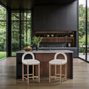 Meridian Conrad Cream Velvet Counter Stool IMAGE 2