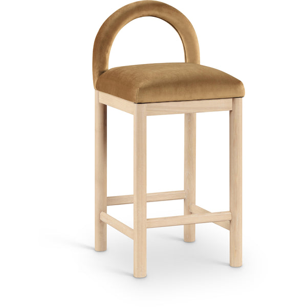 Meridian Conrad Saddle Velvet Counter Stool IMAGE 1