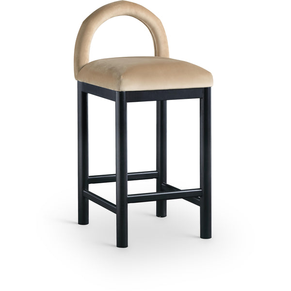 Meridian Conrad Beige Velvet Counter Stool IMAGE 1