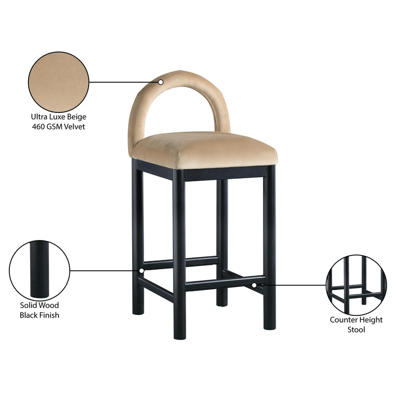 Meridian Conrad Beige Velvet Counter Stool IMAGE 9