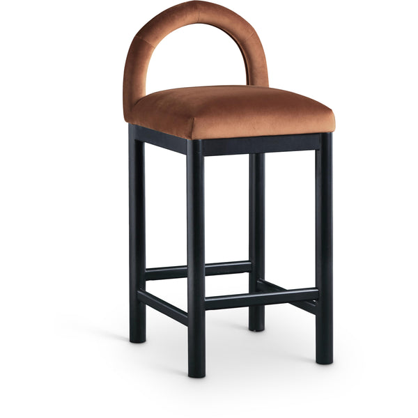 Meridian Conrad Cognac Velvet Counter Stool IMAGE 1