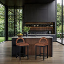 Meridian Conrad Cognac Velvet Counter Stool IMAGE 2