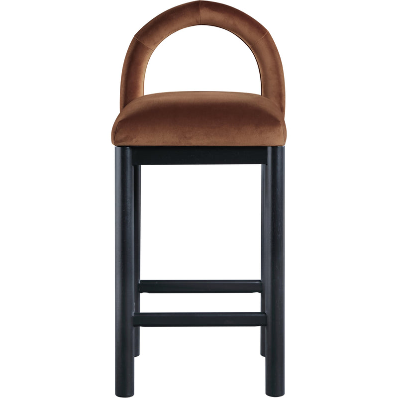 Meridian Conrad Cognac Velvet Counter Stool IMAGE 3
