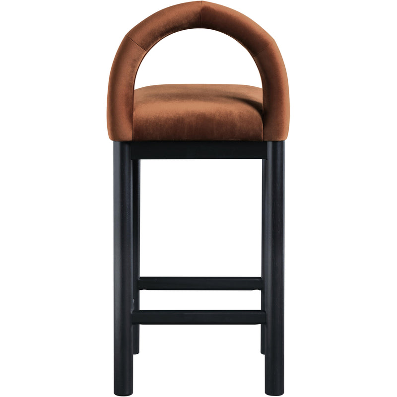 Meridian Conrad Cognac Velvet Counter Stool IMAGE 5