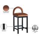Meridian Conrad Cognac Velvet Counter Stool IMAGE 9