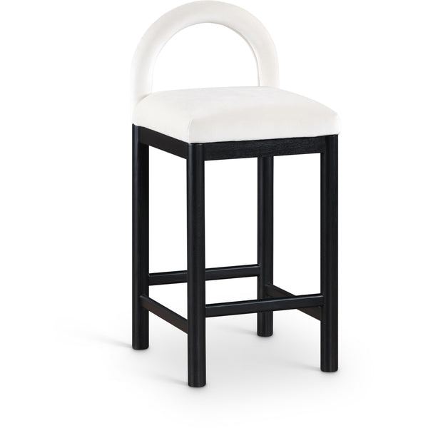 Meridian Conrad Cream Velvet Counter Stool IMAGE 1
