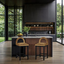 Meridian Conrad Saddle Velvet Counter Stool IMAGE 2