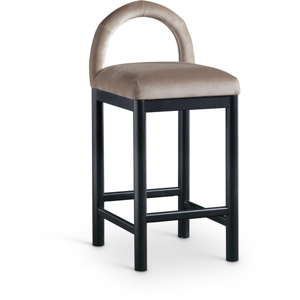 Meridian Conrad Taupe Velvet Counter Stool IMAGE 1