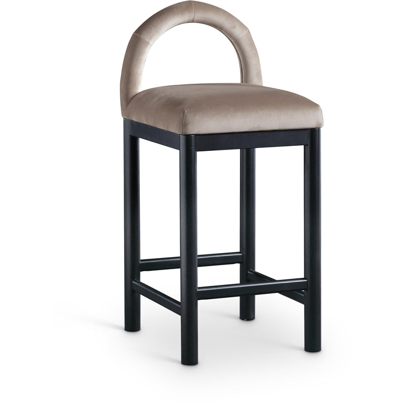 Meridian Conrad Taupe Velvet Counter Stool IMAGE 1