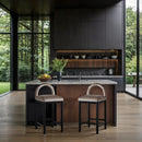 Meridian Conrad Taupe Velvet Counter Stool IMAGE 2